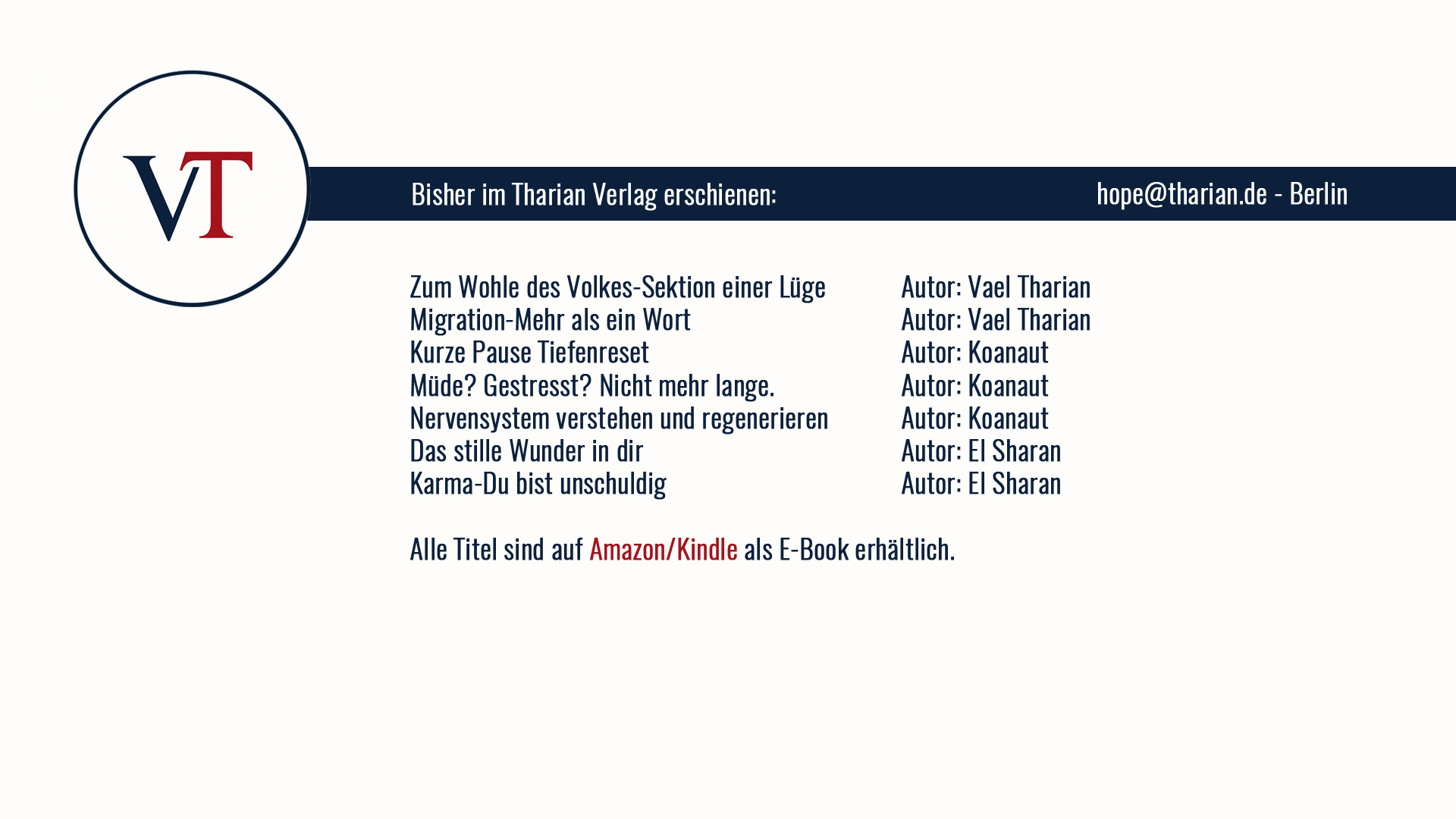 Tharian Verlag Startseite
